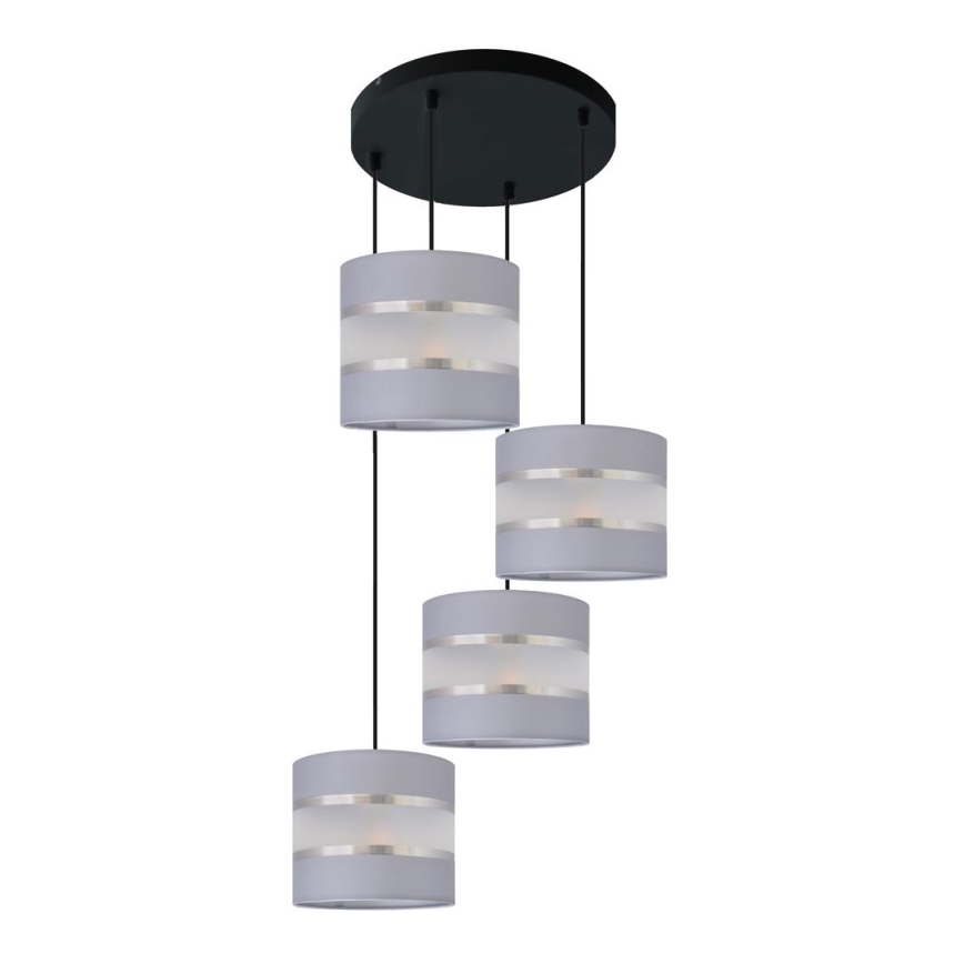 Luster na lanku HELEN 4xE27/15W/230V šedá/čierna
