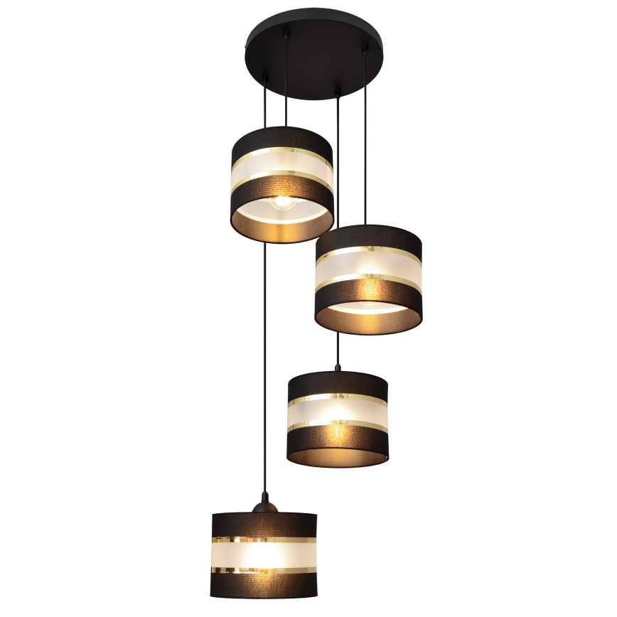 Luster na lanku HELEN 4xE27/15W/230V šedá/čierna