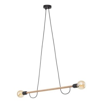 Luster na lanku HELIX 2xE27/15W/230V čierna/borovica