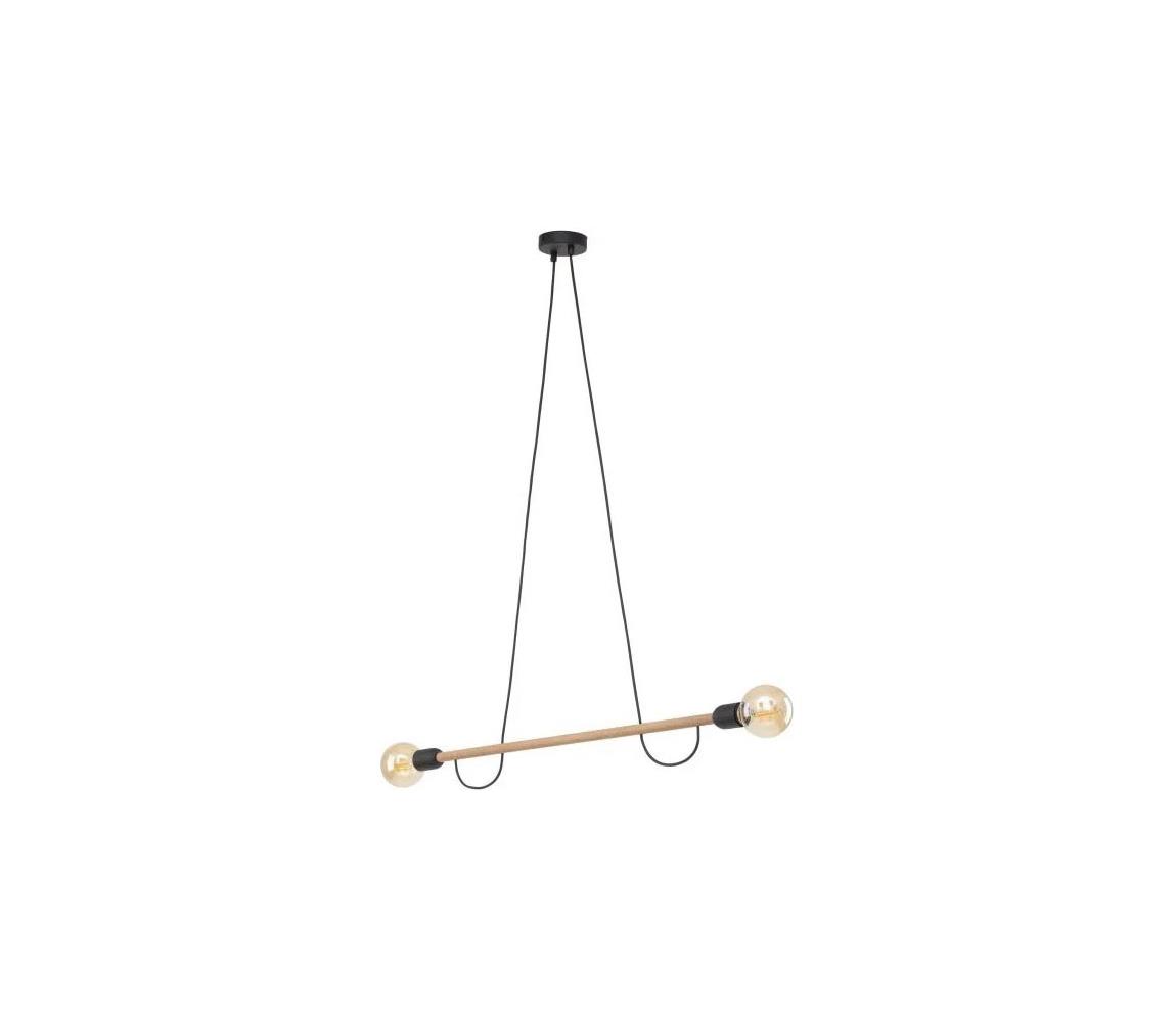Luster na lanku HELIX 2xE27/15W/230V čierna/borovica 4951