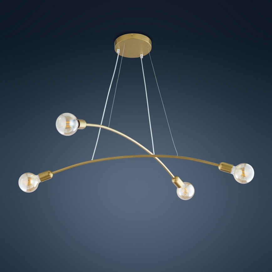 Luster na lanku HELIX 4xE27/60W/230V gold