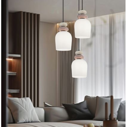 Luster na lanku HILDA 3xE14/40W/230V čierna/hnedá