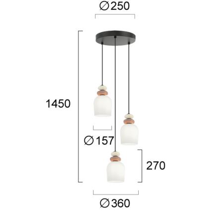 Luster na lanku HILDA 3xE14/40W/230V čierna/hnedá