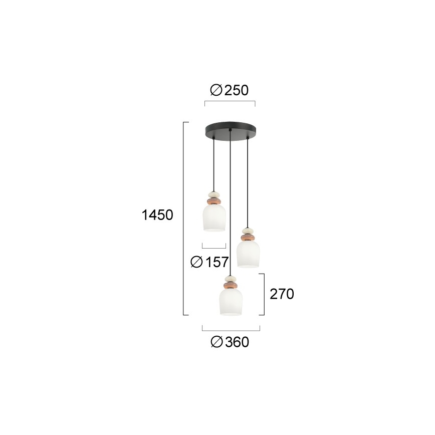 Luster na lanku HILDA 3xE14/40W/230V čierna/hnedá