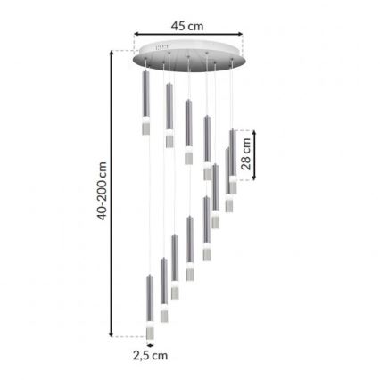 Luster na lanku ICE 12xLED/1W/230V