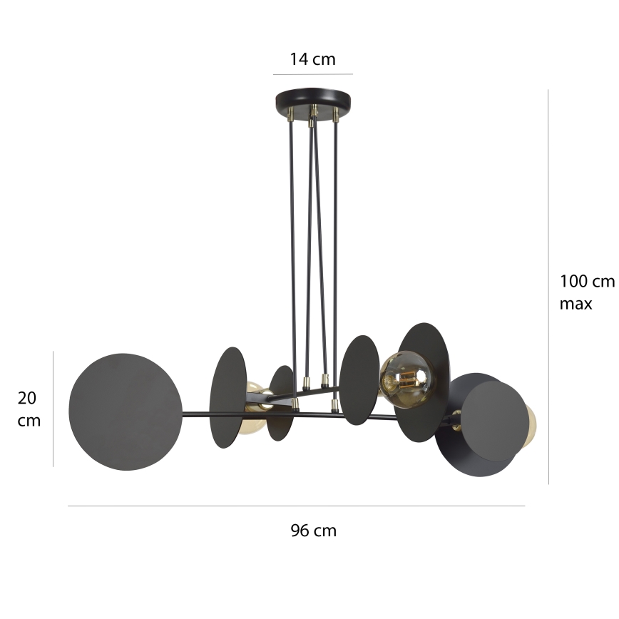 Luster na lanku IDEA 4xE27/15W/230V čierna