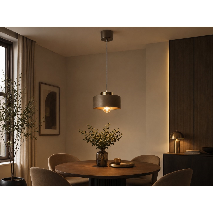 Luster na lanku IGNIA 1xE27/60W/230V hnedá/zlatá