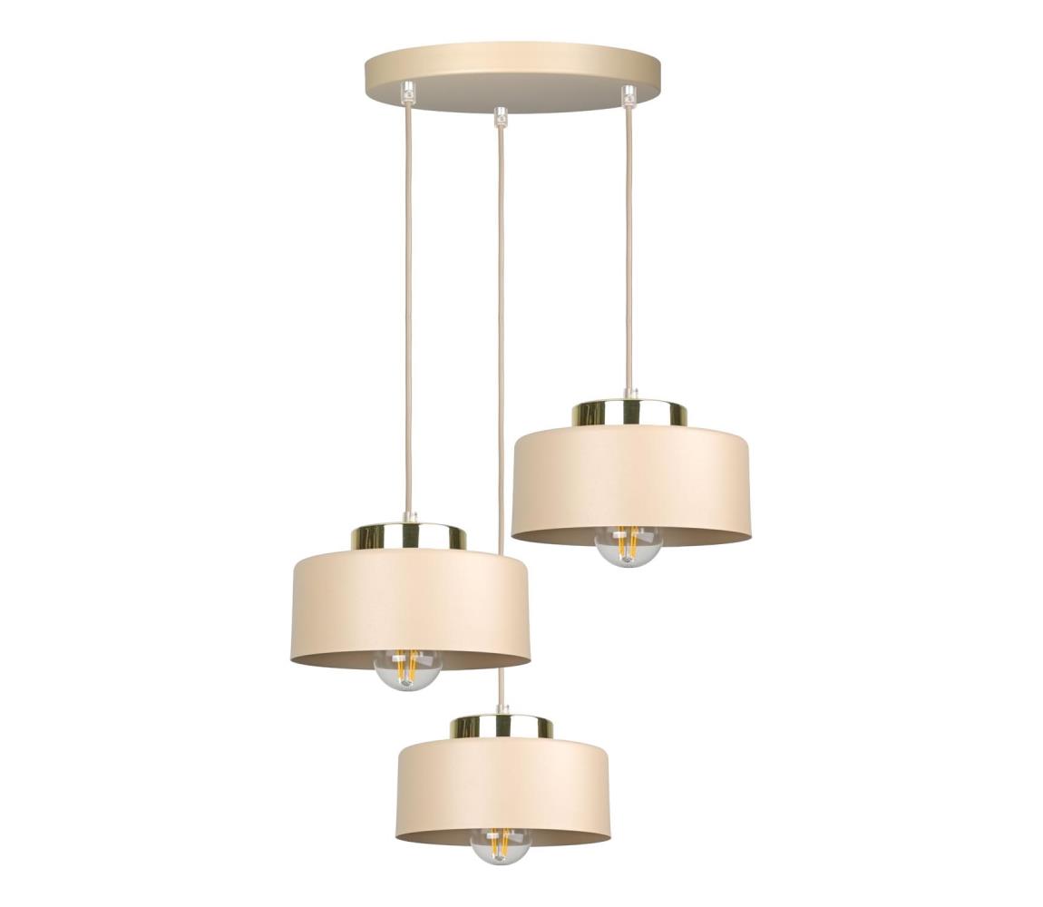 Keter Lighting Luster na lanku IGNIA 3xE27/60W/230V béžová/zlatá 3393