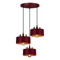 Luster na lanku IGNIA 3xE27/60W/230V vínová/zlatá