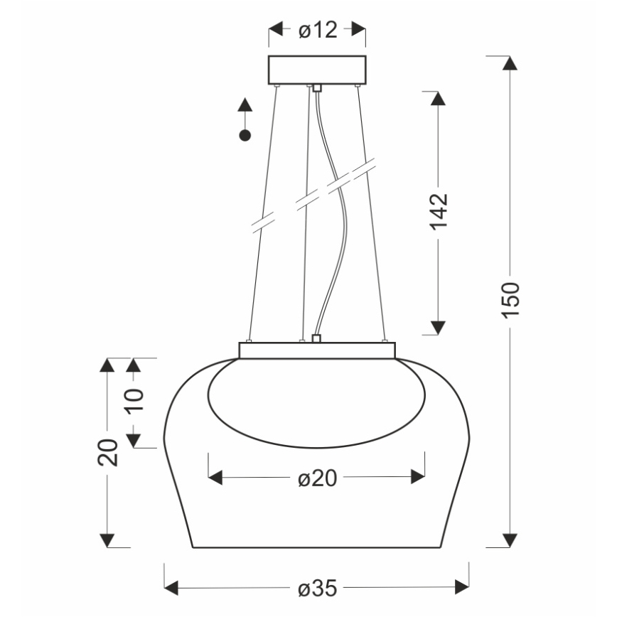 Luster na lanku INSIEME 1xGX53/10W/230V pr. 35 cm dymovo čierny