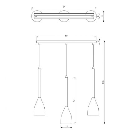 Luster na lanku ISTAPPAR 3xE27/60W/230V čierna