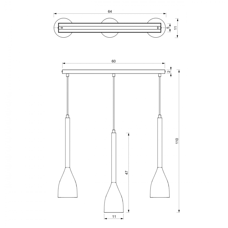 Luster na lanku ISTAPPAR 3xE27/60W/230V čierna