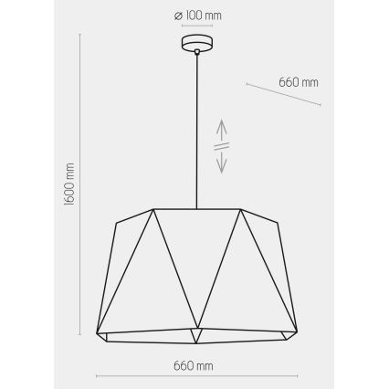 Luster na lanku IVO 1xE27/25W/230V čierna/zlatá