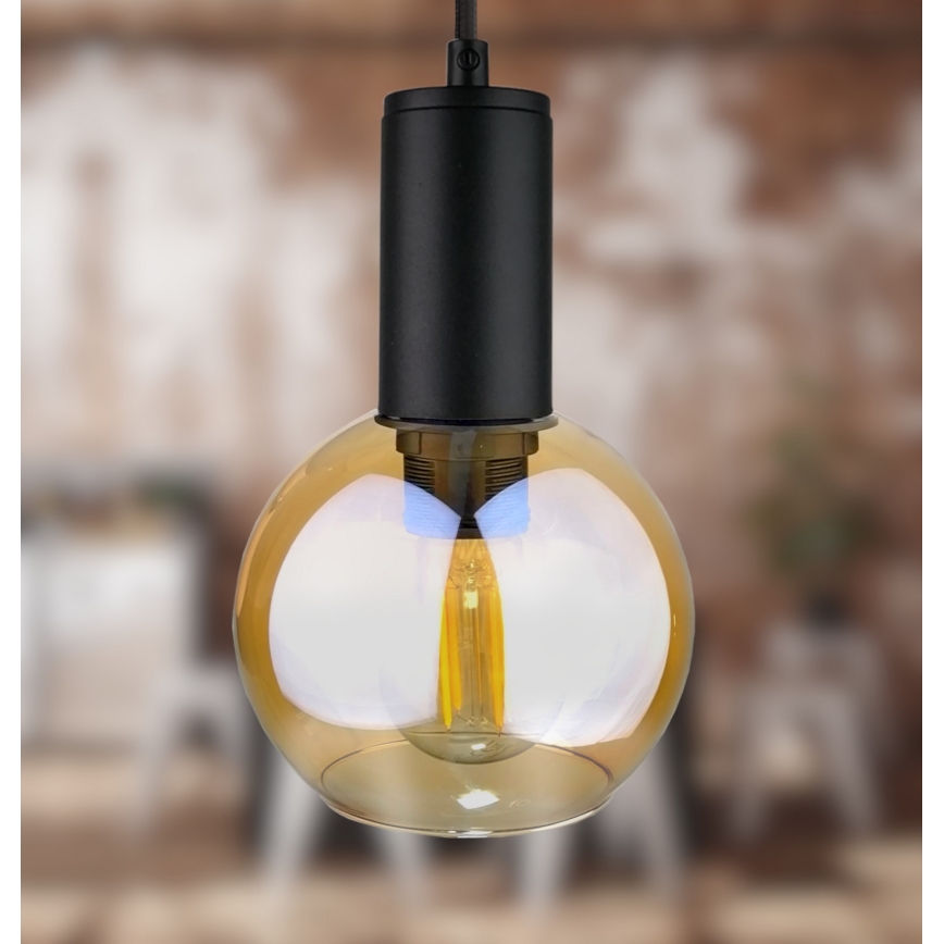 Luster na lanku JANTAR BLACK 3xE27/60W/230V pr. 30 cm