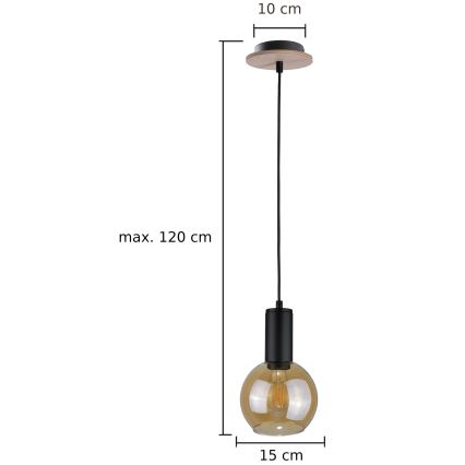 Luster na lanku JANTAR WOOD 1xE27/60W/230V