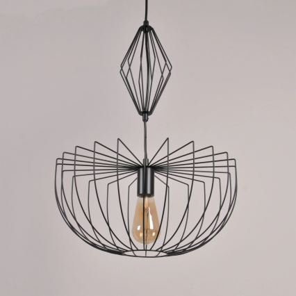 Luster na lanku JASMINA 1xE27/20W/230V pr. 40 cm čierna