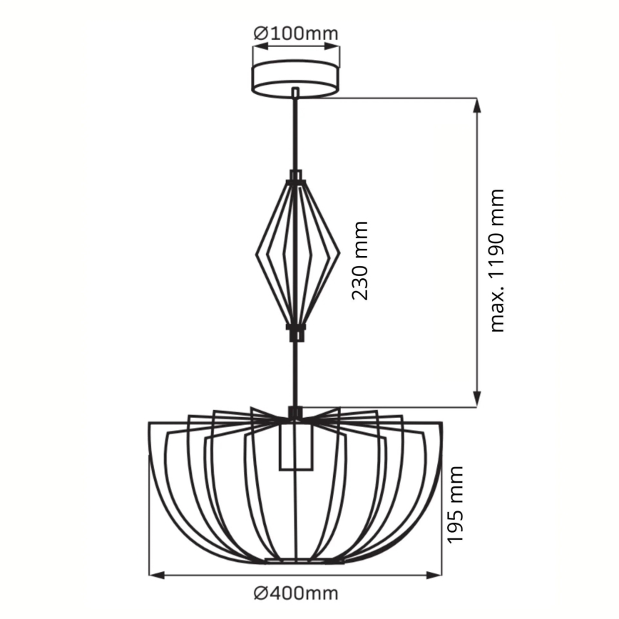 Luster na lanku JASMINA 1xE27/20W/230V pr. 40 cm zlatá