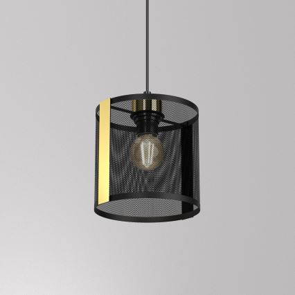 Luster na lanku KAGA 1xE27/60W/230V čierna/zlatá