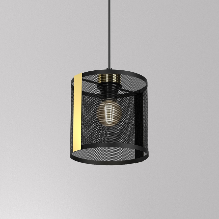 Luster na lanku KAGA 1xE27/60W/230V čierna/zlatá