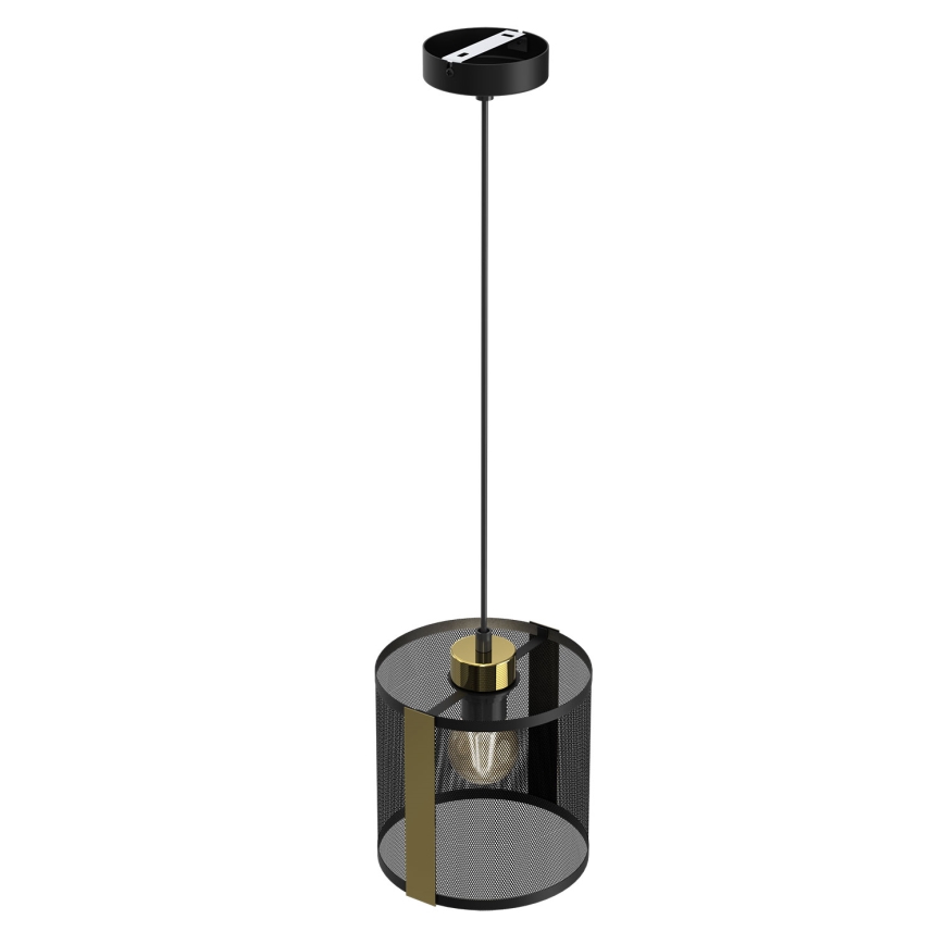 Luster na lanku KAGA 1xE27/60W/230V čierna/zlatá