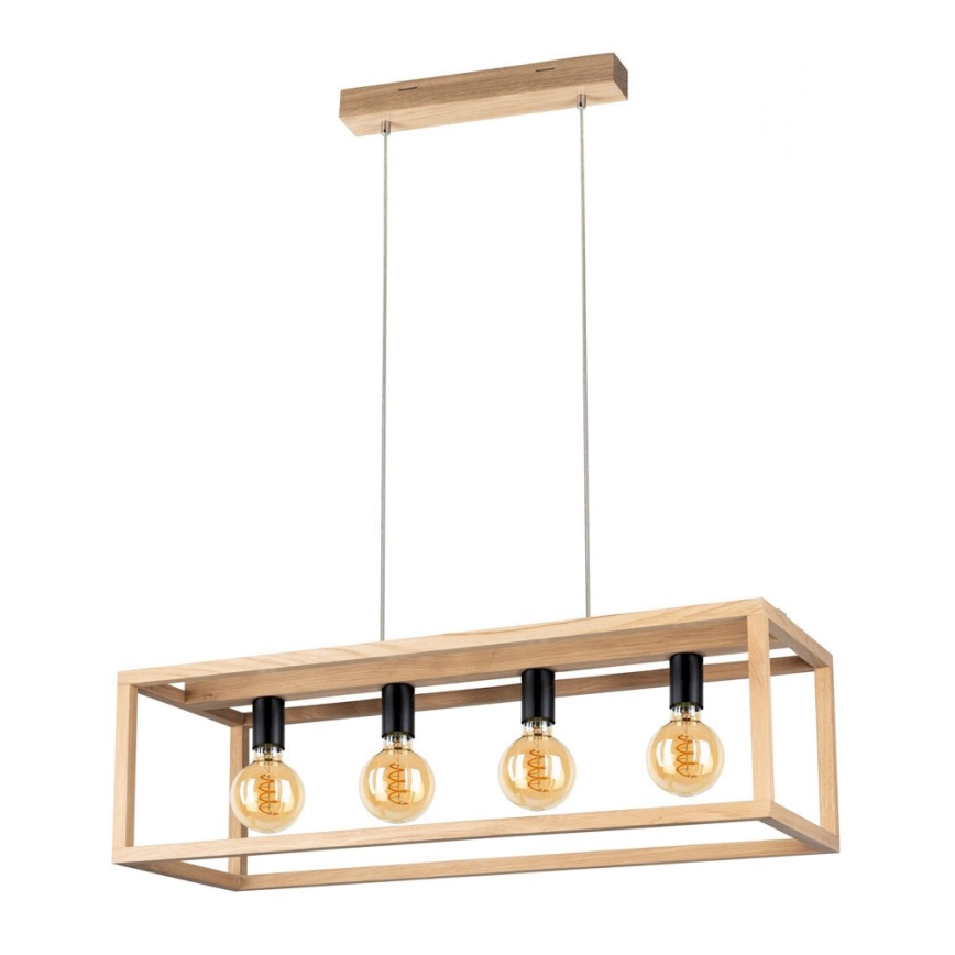 Luster na lanku KAGO 4xE27/60W/230V matný dub