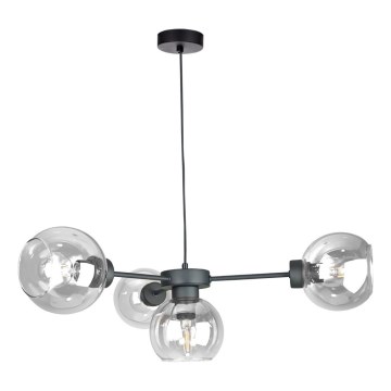 Luster na lanku KALIOPE 4xE27/60W/230V čierna/číra