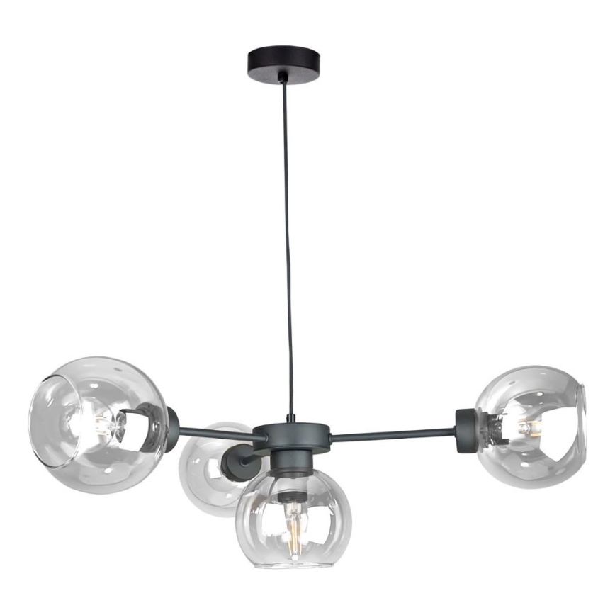 Luster na lanku KALIOPE 4xE27/60W/230V čierna/číra