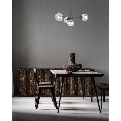 Luster na lanku KALIOPE 4xE27/60W/230V čierna/číra