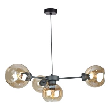 Luster na lanku KALIOPE 4xE27/60W/230V čierna/dymová béžová