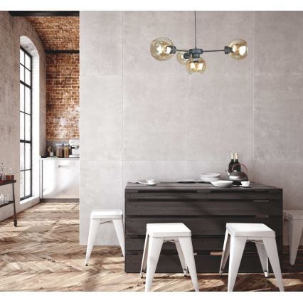 Luster na lanku KALIOPE 4xE27/60W/230V čierna/dymová béžová