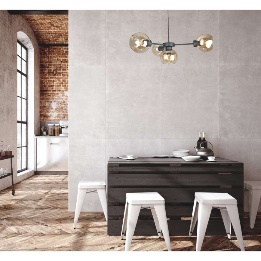Luster na lanku KALIOPE 4xE27/60W/230V čierna/dymová béžová