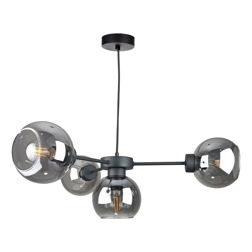 Luster na lanku KALIOPE 4xE27/60W/230V čierna/dymová čierna