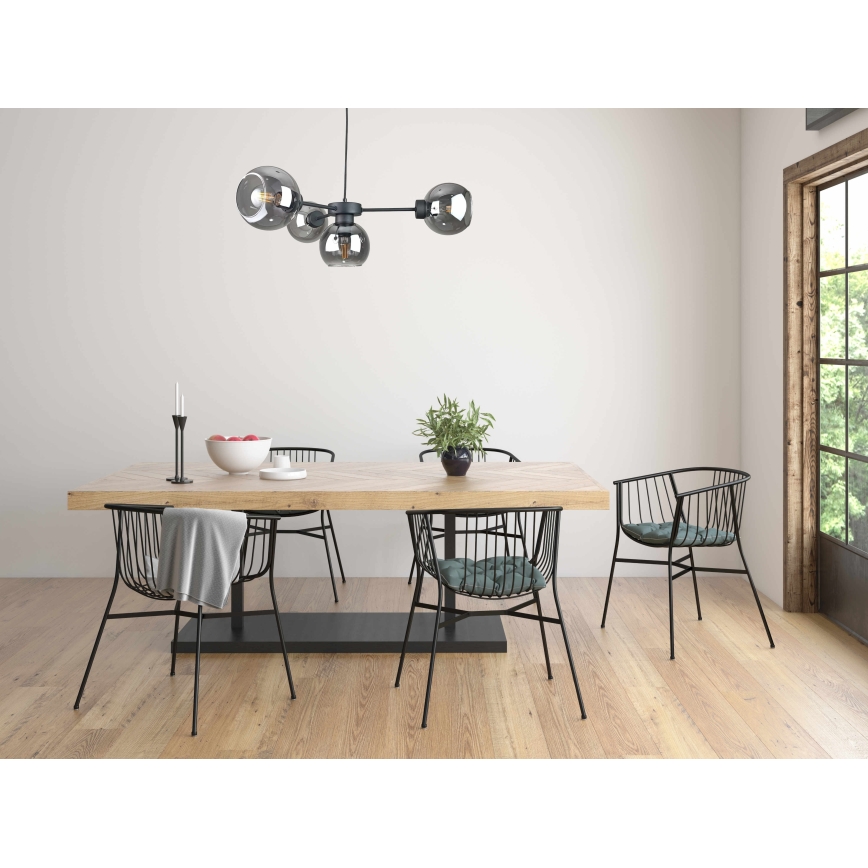 Luster na lanku KALIOPE 4xE27/60W/230V čierna/dymová čierna