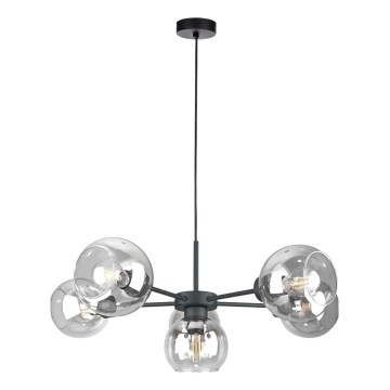 Luster na lanku KALIOPE 6xE27/60W/230V čierna/číra