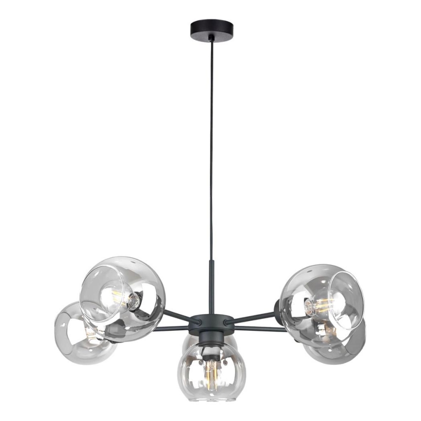 Luster na lanku KALIOPE 6xE27/60W/230V čierna/číra