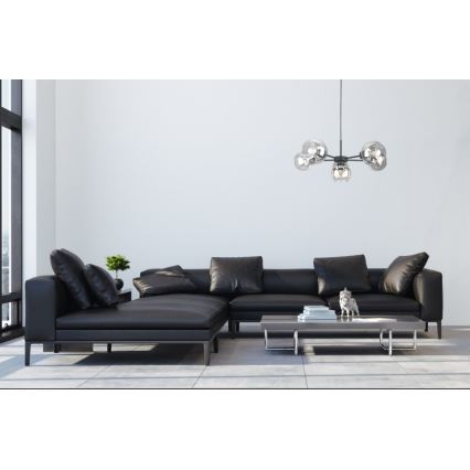 Luster na lanku KALIOPE 6xE27/60W/230V čierna/číra