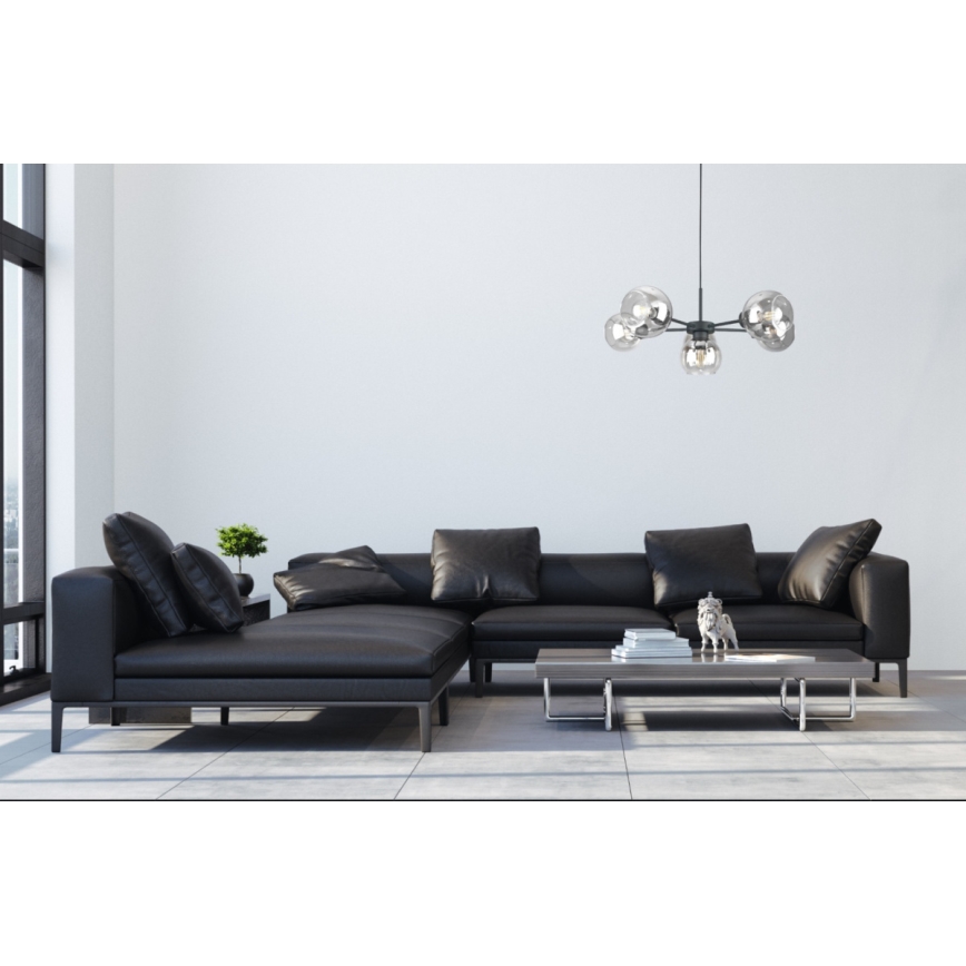 Luster na lanku KALIOPE 6xE27/60W/230V čierna/číra
