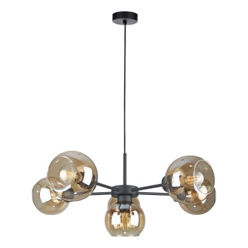 Luster na lanku KALIOPE 6xE27/60W/230V čierna/dymová béžová