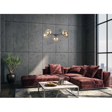 Luster na lanku KALIOPE 6xE27/60W/230V čierna/dymová béžová
