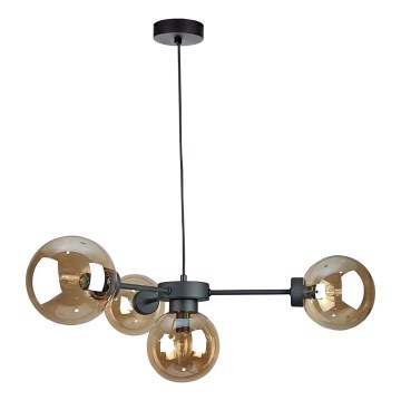 Luster na lanku KALIOPE II 4xE14/50W/230V čierna/dymová béžová