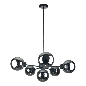 Luster na lanku KALIOPE II 6xE14/50W/230V čierna/dymová čierna