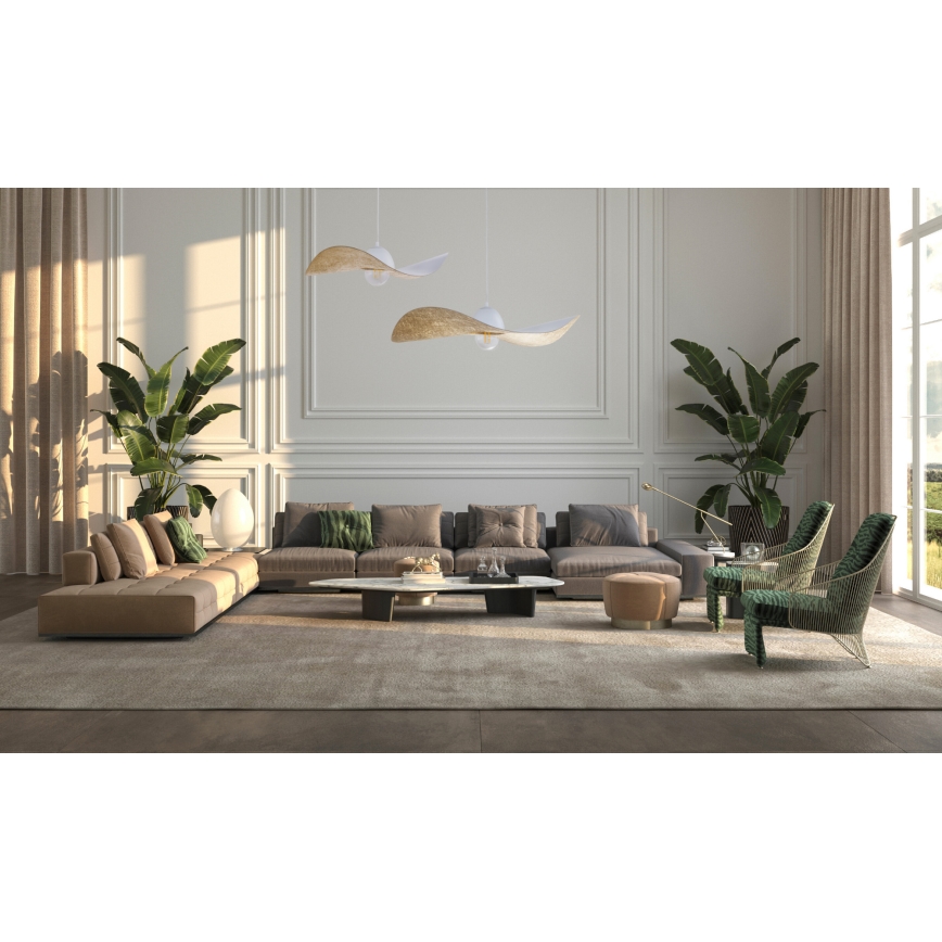 Luster na lanku KAPELLO 1xE27/60W/230V pr. 76 cm biela/zlatá