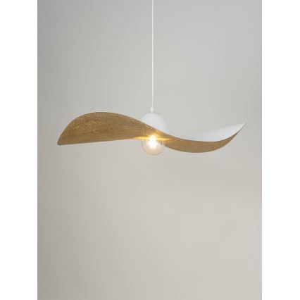 Luster na lanku KAPELLO 1xE27/60W/230V pr. 76 cm biela/zlatá