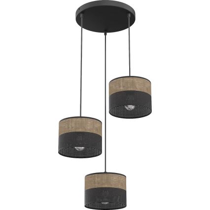 Luster na lanku KARBON 3xE27/15W/230V čierna/hnedá