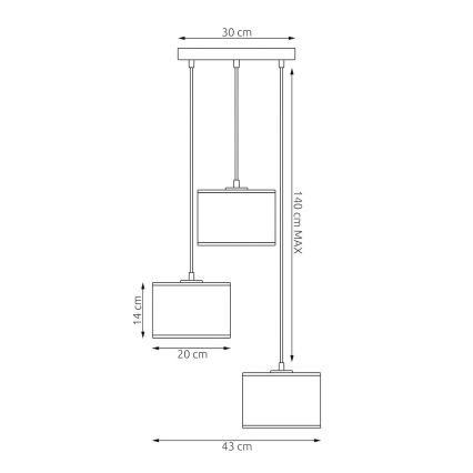 Luster na lanku KARBON 3xE27/15W/230V čierna/hnedá