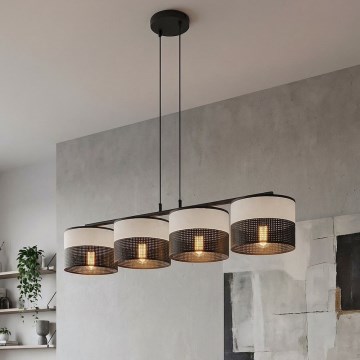 Luster na lanku KARBON 4xE27/15W/230V čierna/sivá