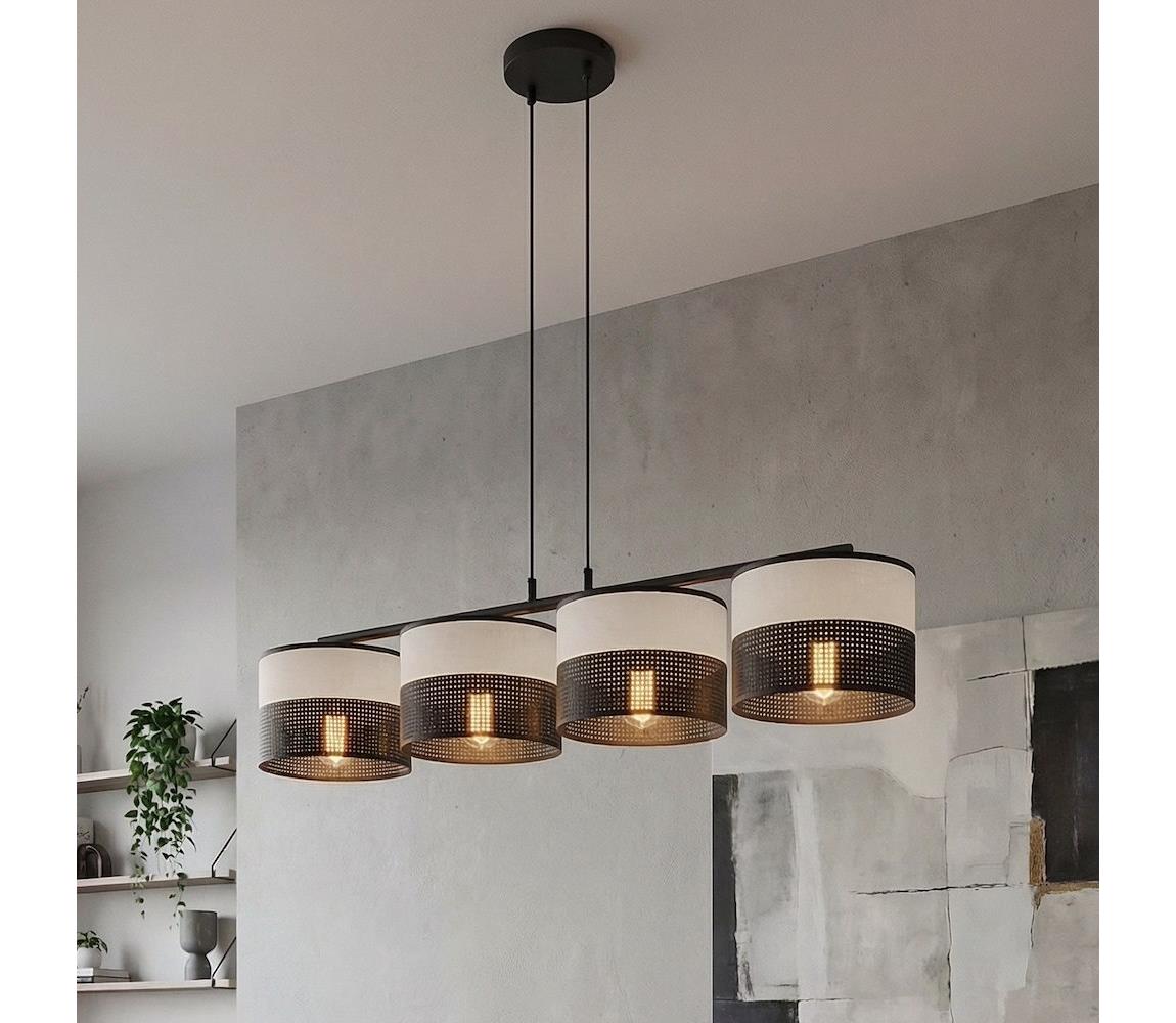 EMIBIG Luster na lanku KARBON 4xE27/15W/230V čierna/sivá 1652/4