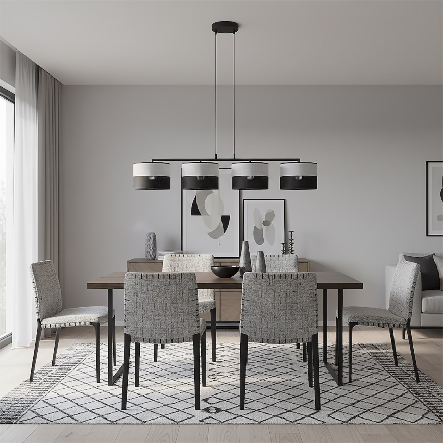 Luster na lanku KARBON 4xE27/15W/230V čierna/sivá