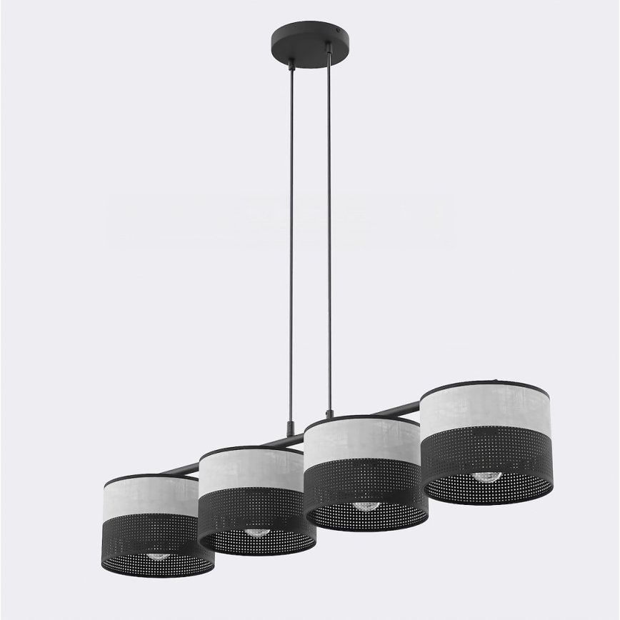 Luster na lanku KARBON 4xE27/15W/230V čierna/sivá