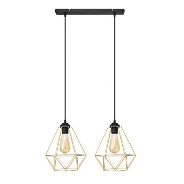 Luster na lanku KARO 2xE27/15W/230V zlatá/čierna